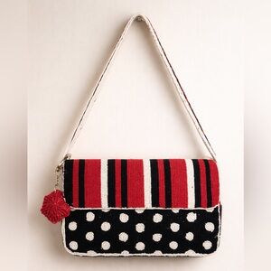 Red and Black Polka Dot Beaded Bag